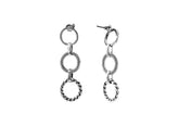 Triple ring sterling silver drop earrings